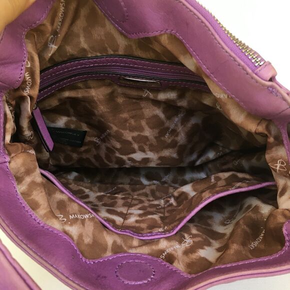 B. Makowsky Pebbled Leather Organizer Hobo Shoulder Bag Freesia Lilac Purple - Picture 9 of 12